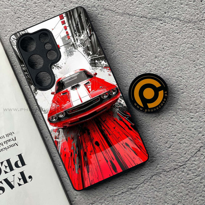 Samsung Galaxy S25 Ultra - Red Muscle Car Thrill - Premium Metal Printed soft Bumper shock Proof Case