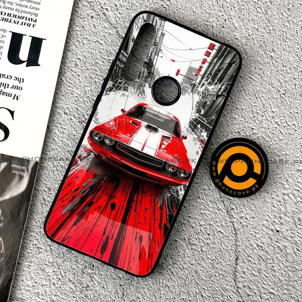 Huawei Y9 Prime (2019) - Red Muscle Car Thrill - Premium Printed Glass soft Bumper Shock Proof Case