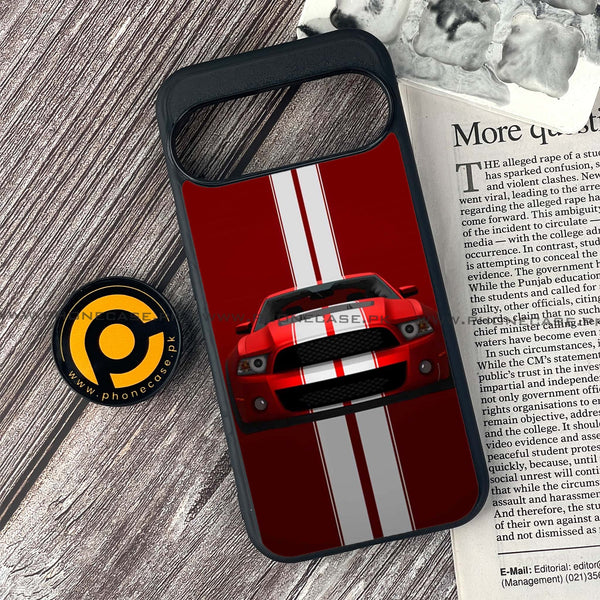 Google Pixel 9 - Red Mustang - Premium Printed Glass soft Bumper shock Proof Case