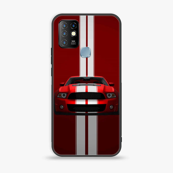 Infinix Hot 10 - Red Mustang -  Premium Printed Metal soft Bumper shock Proof Case