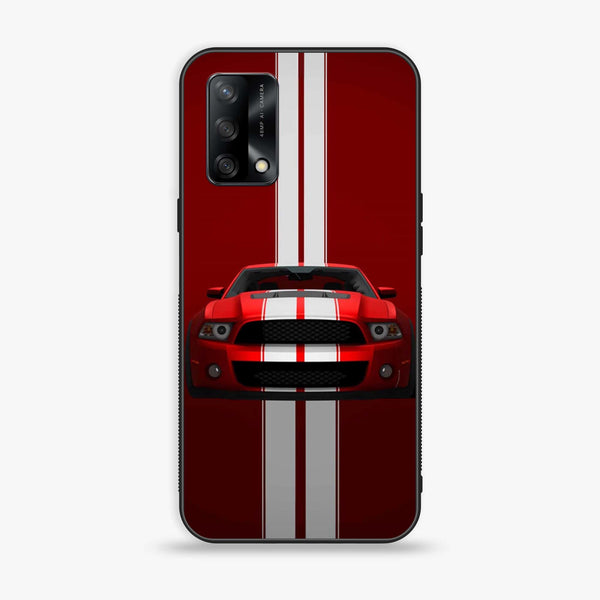 Oppo F19 - Red Mustang - Premium Printed Glass soft Bumper shock Proof Case