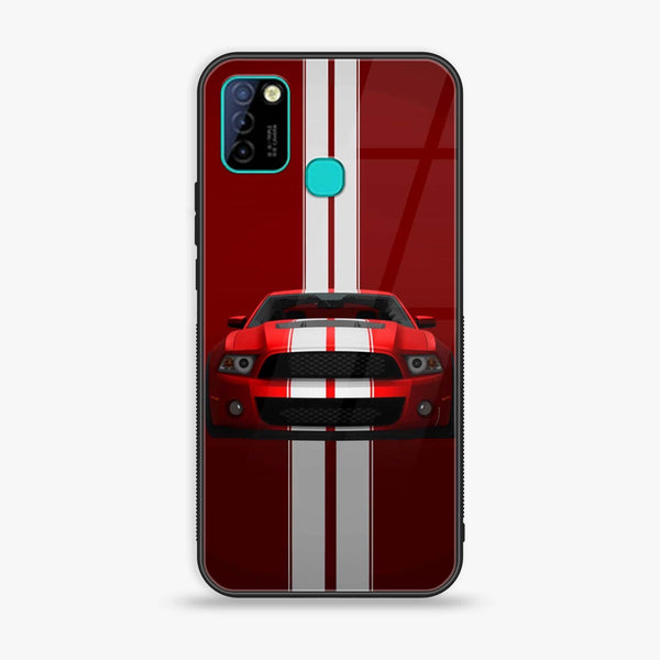 Infinix Smart 5 - Red Mustang - Premium Printed Glass soft Bumper Shock Proof Case