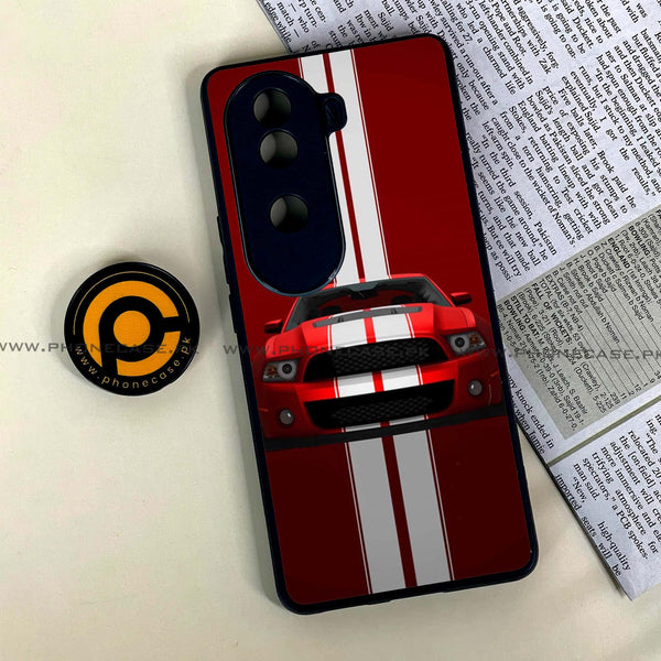 Vivo V40e - Red Mustang - Premium Printed Glass soft Bumper shock Proof Case