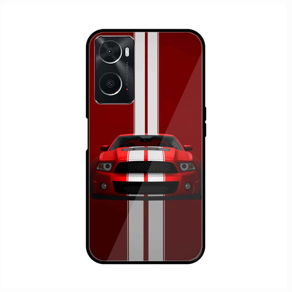 oppo A96 - Muscle Racing Car - Premium Printed Glass soft Bumper Shock Proof Case