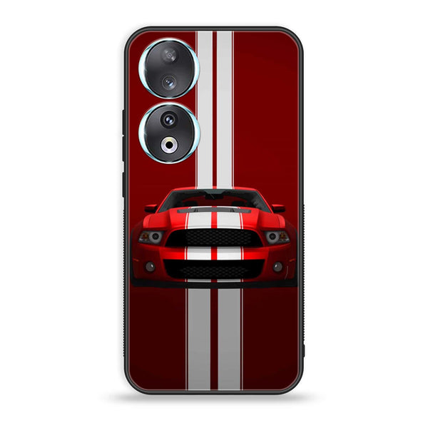 Huawei Honor 90 - Red Mustang - Premium Printed Glass soft Bumper Shock Proof Case