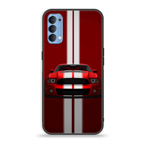 Oppo Reno 4 4G  - Red Mustang - Premium Printed Glass soft Bumper Shock Proof Case