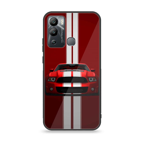 Infinix Hot 12i - Red Mustang - Premium Printed Glass soft Bumper Shock Proof Case