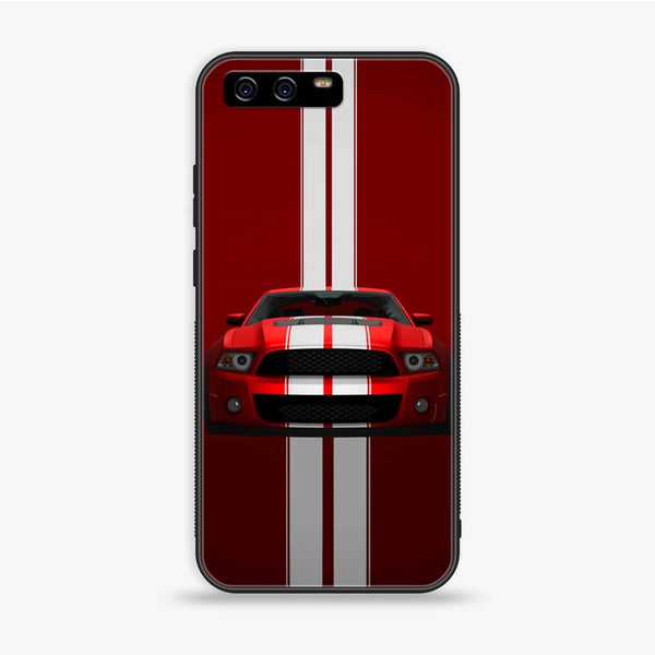 Huawei P10 - Red Mustang - Premium Printed Glass soft Bumper Shock Proof Case
