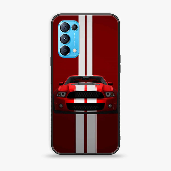 Oppo Reno 5  - Red Mustang - Premium Printed Glass soft Bumper Shock Proof Case