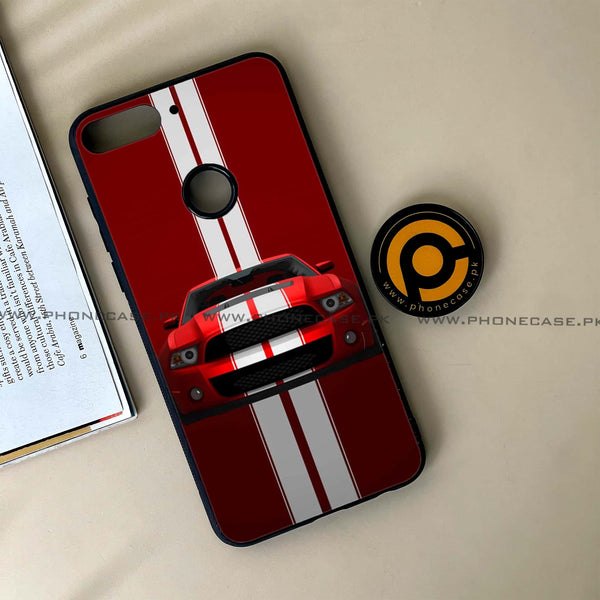 HUAWEI Y7 PRIME (2018) - Red Mustang - Premium Printed Glass soft Bumper Shock Proof Case