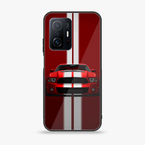 Xiaomi 11T - Red Mustang - Premium Printed Glass soft Bumper Shock Proof Case
