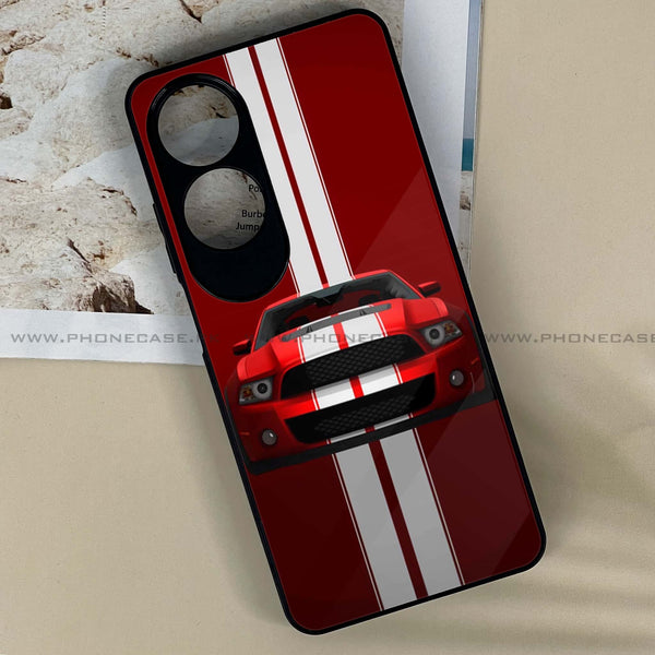 Oppo A60 - Red Mustang -  Premium Printed Metal soft Bumper shock Proof Case