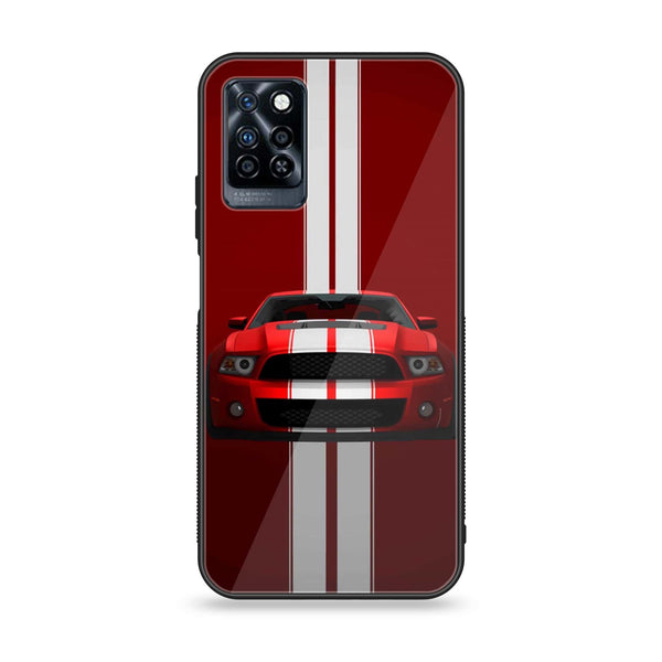 Infinix Note 10 Pro - Red Mustang - Premium Printed Glass soft Bumper Shock Proof Case