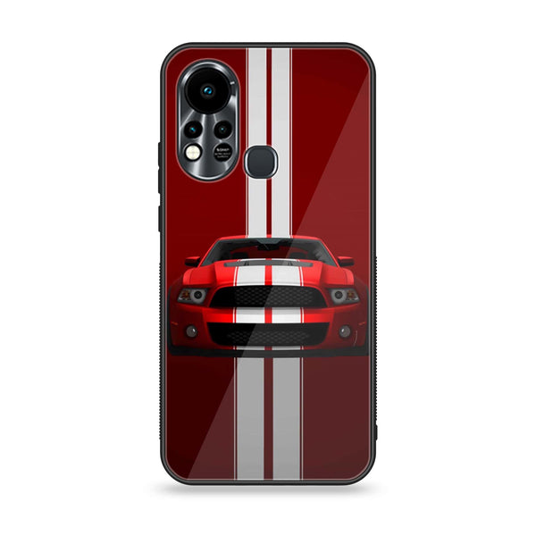 Infinix Hot 11S NFC  Red Mustang  Premium Printed Glass soft Bumper Shock Proof Case