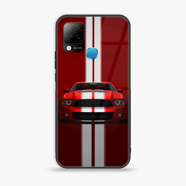 Infinix Hot 10s  Red Mustang  Premium Printed Glass soft Bumper Shock Proof Case