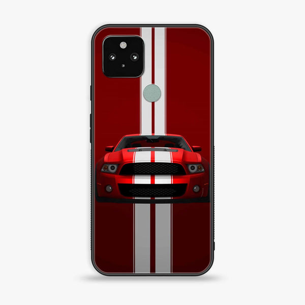 Google Pixel 5 - Muscle Racing Car - Premium Metal Printed soft Bumper Shock Proof Case CS-12444