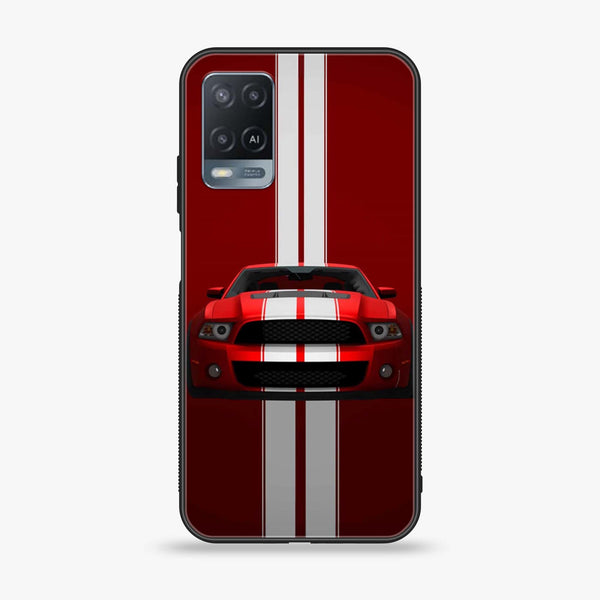 OPPO A54 - Red Mustang - Premium Printed Glass soft Bumper Shock Proof Case