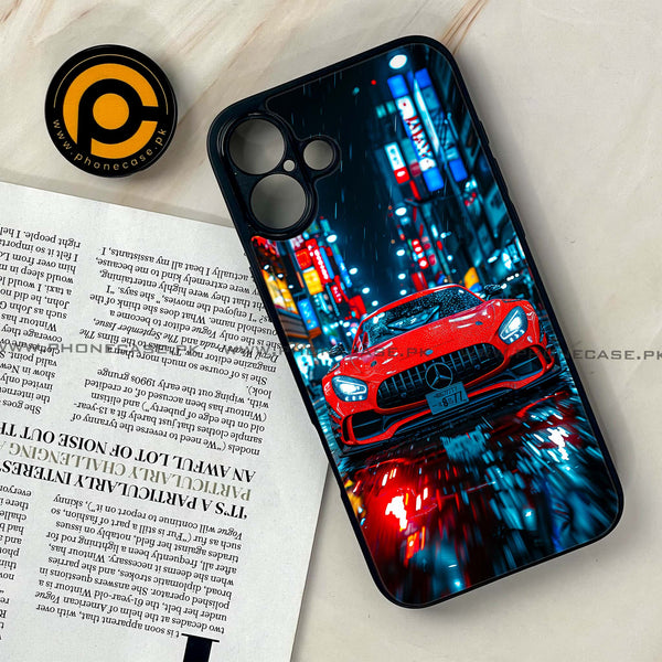 iPhone 16 Plus - Red Racing Car - Premium Printed Glass soft Bumper shock Proof Case