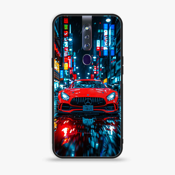 Oppo F11 Pro - Red Racing Car - Premium Printed Glass soft Bumper shock Proof Case