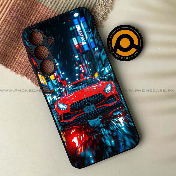 Samsung Galaxy A34 - Red Racing Car - Premium Printed Glass soft Bumper Shock Proof Case