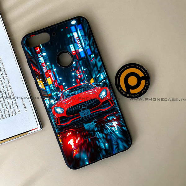 HUAWEI Y7 PRIME (2018) - Red Racing Car - Premium Printed Glass soft Bumper Shock Proof Case