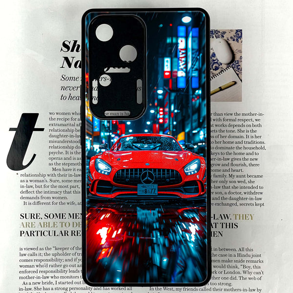 Vivo V30 - Red Racing Car - Premium Printed Glass soft Bumper shock Proof Case CS-40197