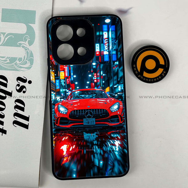 Vivo Y28 - Red Racing Car - Premium Printed Glass soft Bumper shock Proof Case