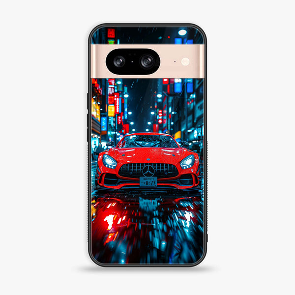 Google Pixel 8 - Red Racing Car - Premium Printed Glass soft Bumper Shock Proof Case