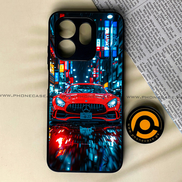 Infinix Hot 50i - Red Racing Car - Premium Printed Glass soft Bumper Shock Proof Case