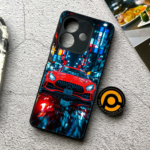 Oppo A5i - Red Racing Car - Premium Metal Printed soft Bumper shock Proof Case