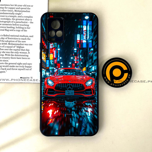 Vivo V20 - Red Racing Car - Premium Printed Glass soft Bumper Shock Proof Case
