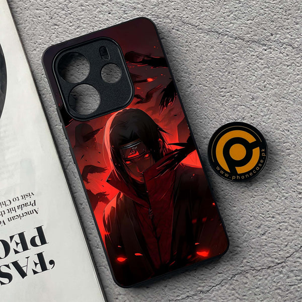 Xiaomi Redmi Note 14 - Red Rings Itachi - Premium Printed Glass soft Bumper Shock Proof Case