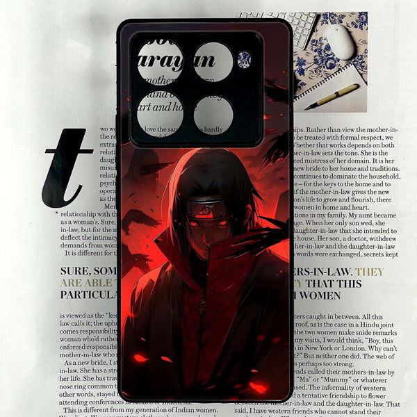 Infinix Note 40 Pro 4G - Red Rings Itachi - Premium Printed Glass soft Bumper shock Proof Case  CS-30968
