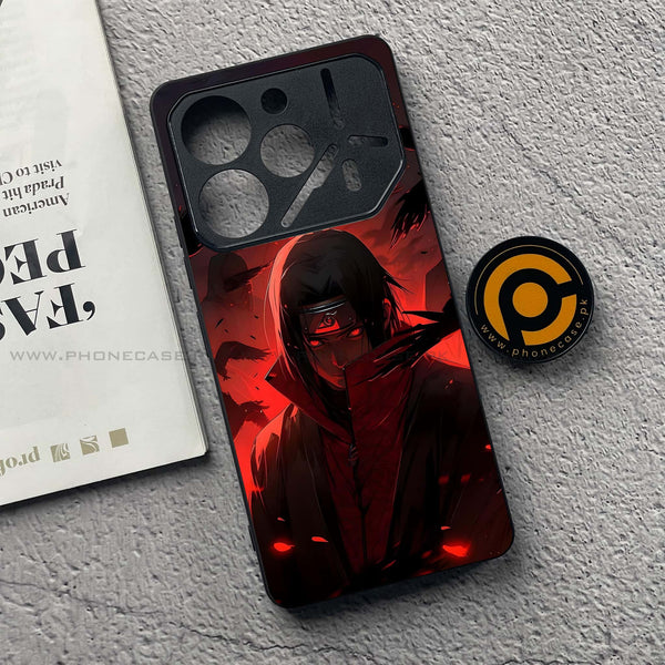 Tecno Pova 6 Pro - Red Rings Itachi - Premium Metal  Printed soft Bumper shock Proof Case