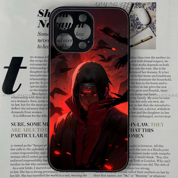 iPhone 15 Pro Max - Red Rings Itachi - Premium Printed Glass soft Bumper shock Proof Case