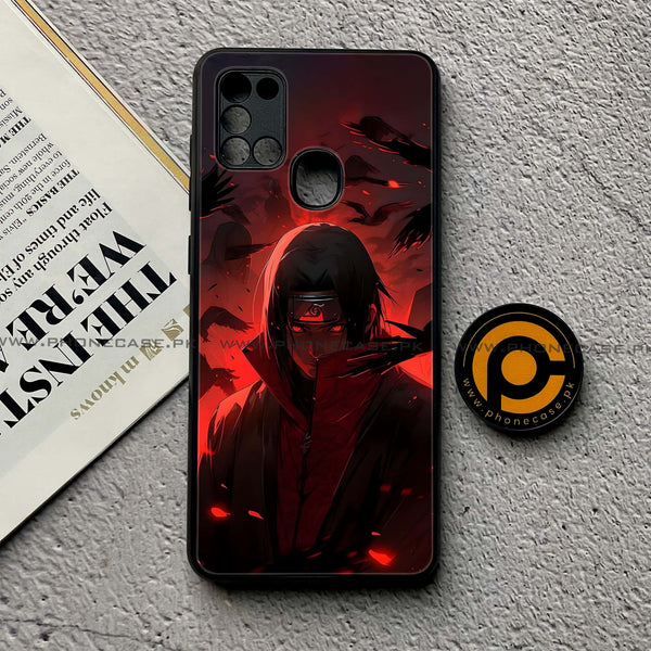 Samsung Galaxy A21s - Red Rings Itachi - Premium Printed Glass soft Bumper Shock Proof Case