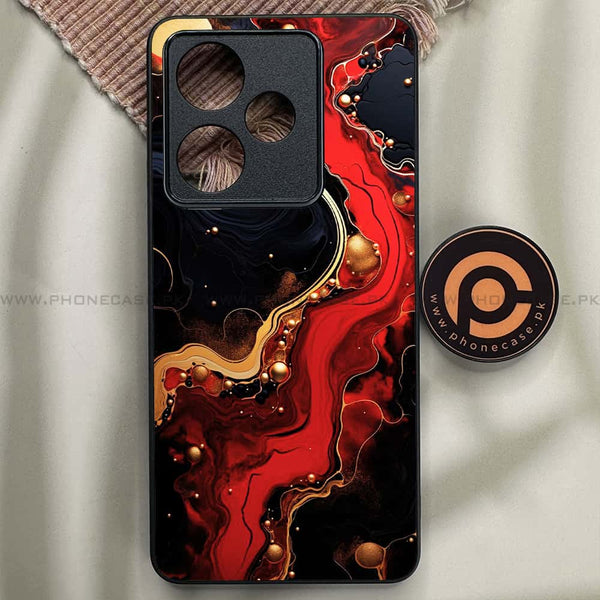 Realme GT 7 - Red Gold Marble - Premium Metal Printed soft Bumper shock Proof Case