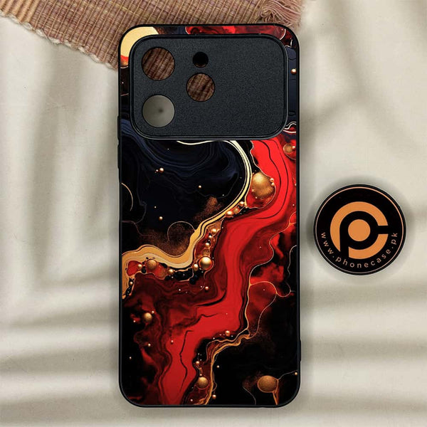 Tecno Spark 40 - Red Gold Marble - Premium Metal Printed soft Bumper shock Proof Case