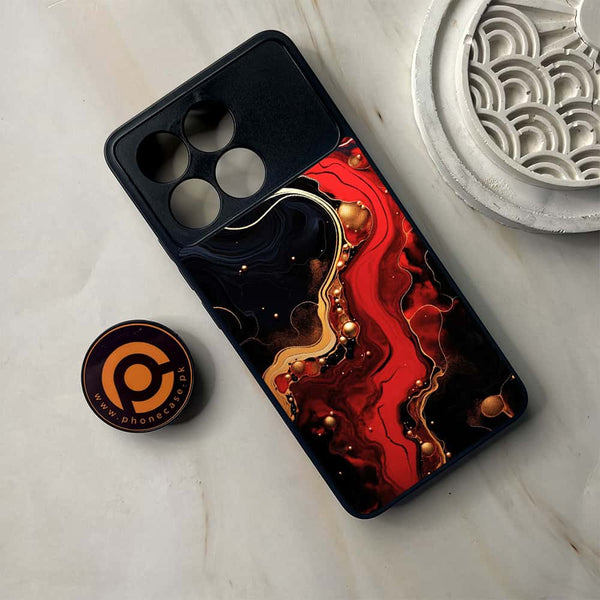 Xiaomi Poco F6 Pro - Red Gold Marble - Premium Metal Printed soft Bumper shock Proof Case