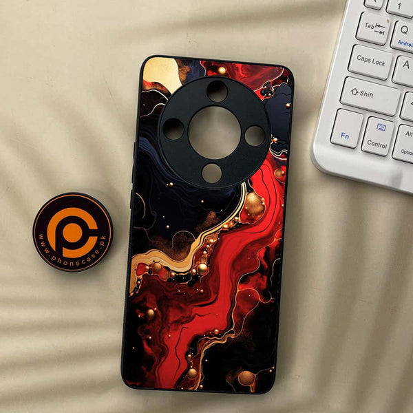 Honor x9b 5G - Red Gold Marble - Premium Metal Printed soft Bumper shock Proof Case