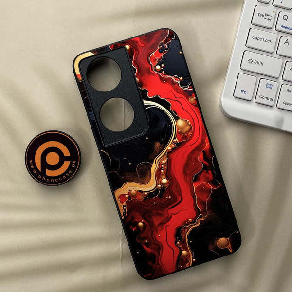 Honor x7b - Red Gold Marble - Premium Metal Printed soft Bumper shock Proof Case