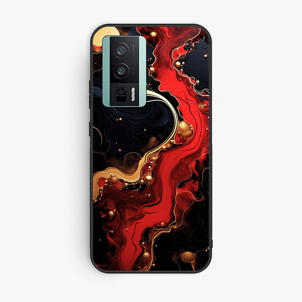 Xiaomi Redmi K60 Pro - Red Gold Marble - Premium Printed soft Bumper shock Proof Case