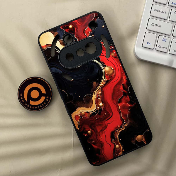Nothing Phone 3a - Red Gold Marble - Premium Metal Printed soft Bumper shock Proof Case