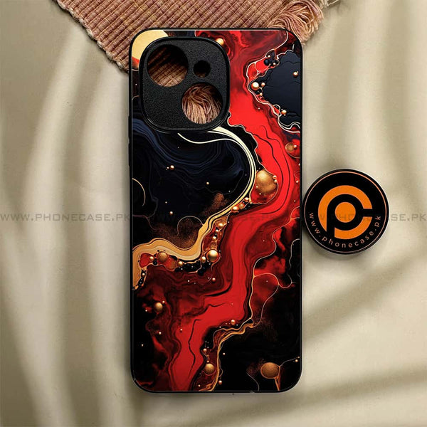 Tecno Spark 40C - Red Gold Marble - Premium Metal Printed soft Bumper shock Proof Case