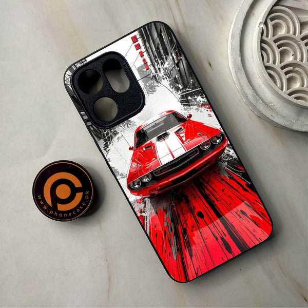 Oppo Reno 14F - Red Muscle Car Thrill - Premium Metal Printed Soft Bumper Shockproof Case