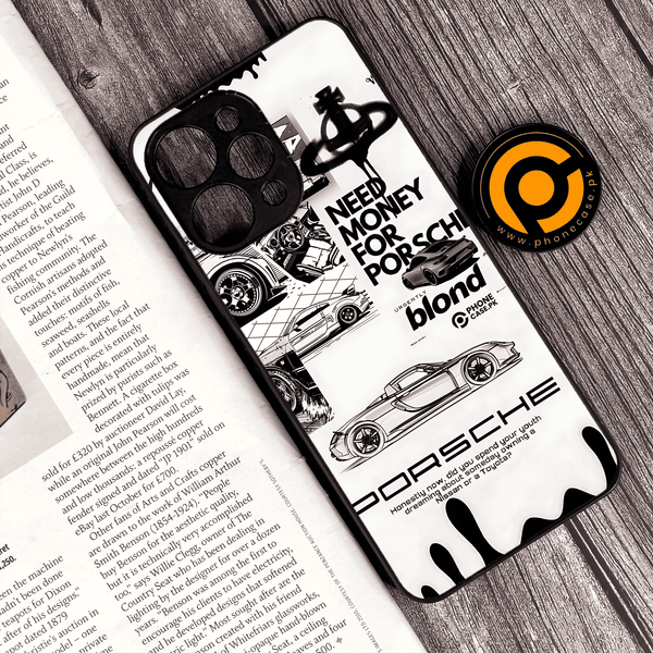 Xiaomi Redmi 12 - The Porsche Blueprint   - Premium Printed Glass soft Bumper Shock Proof Case  CS-32514