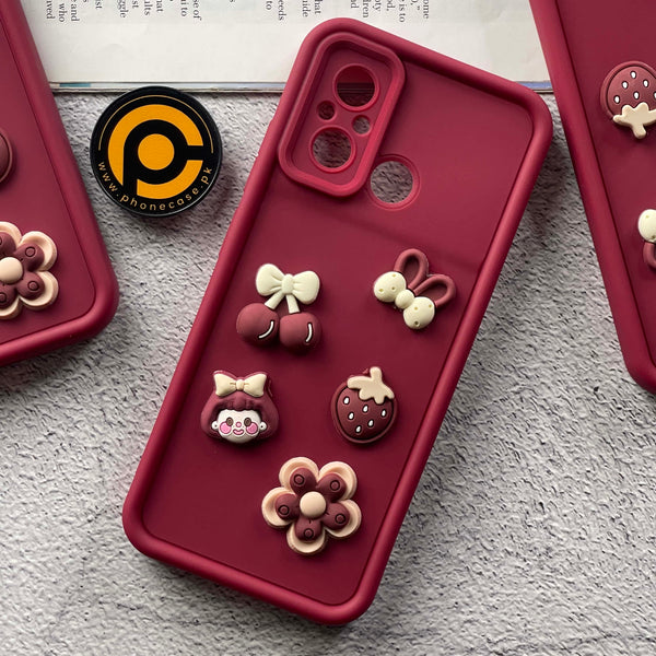 Redmi 12C Cute 3D Cherry Flower Icons Silicon Case