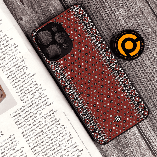Xiaomi Redmi 12 -Ajrak Design 2 - Premium Printed Glass soft Bumper Shock Proof Case CS-38113 CS-38114
