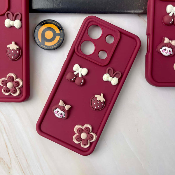 Redmi Note 13 Pro Cute 3D Cherry Flower Icons Silicon Case