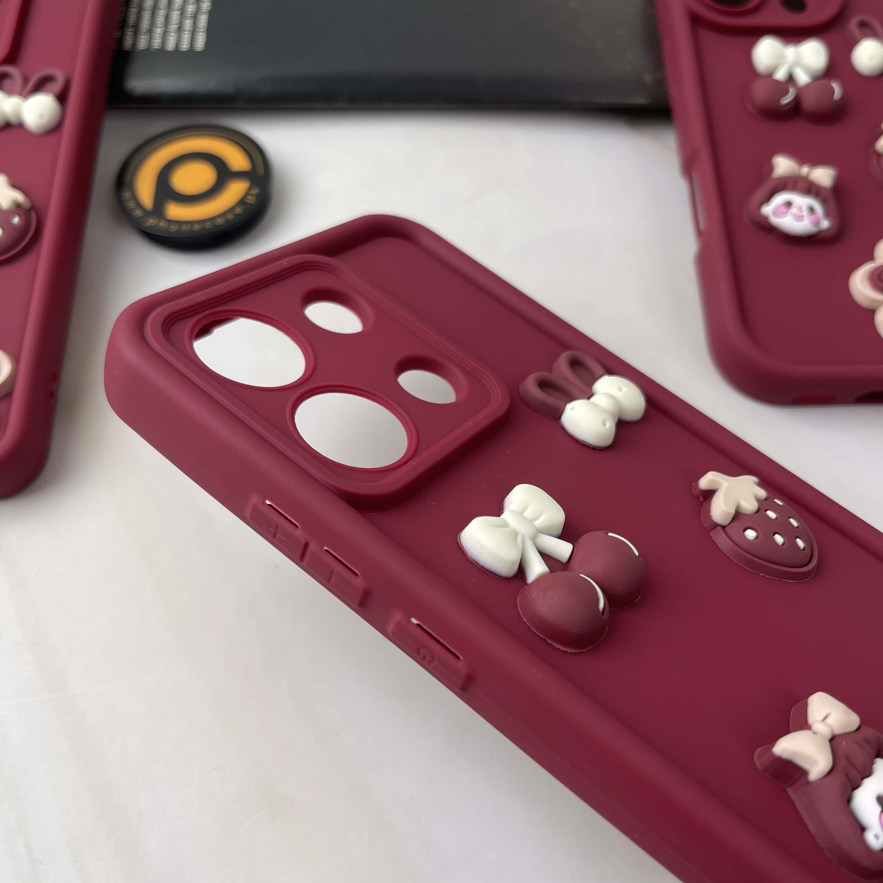 Redmi Note 13 Pro Cute 3D Cherry Flower Icons Silicon Case